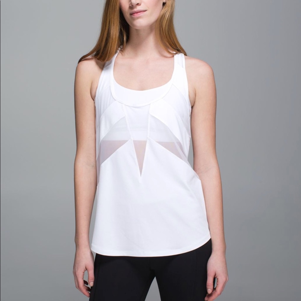 Lululemon White If You’re Lucky Mesh Tank